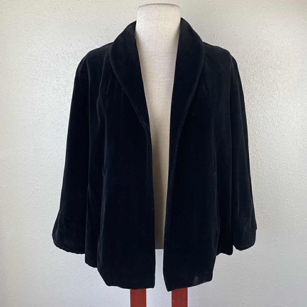 Vintage Union Made Black Velour Style Coat EUC